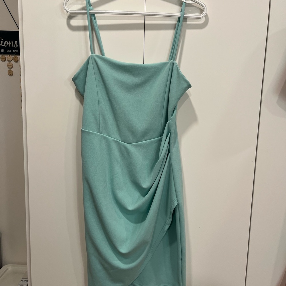 Revamped Mint Green Ruched Sundress with Spaghetti Straps